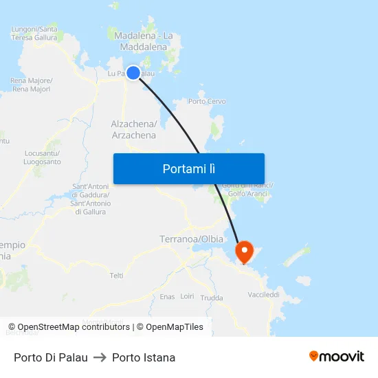 Porto Di Palau to Porto Istana map