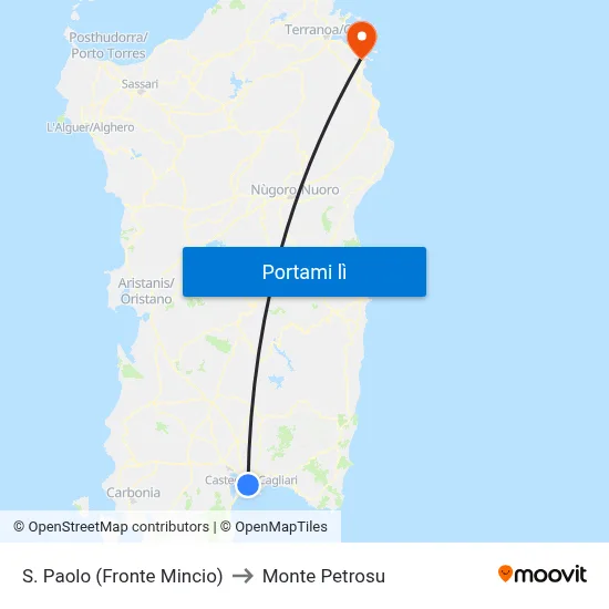 S. Paolo (Fronte Mincio) to Monte Petrosu map