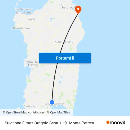 Sulcitana Elmas (Angolo Sestu) to Monte Petrosu map
