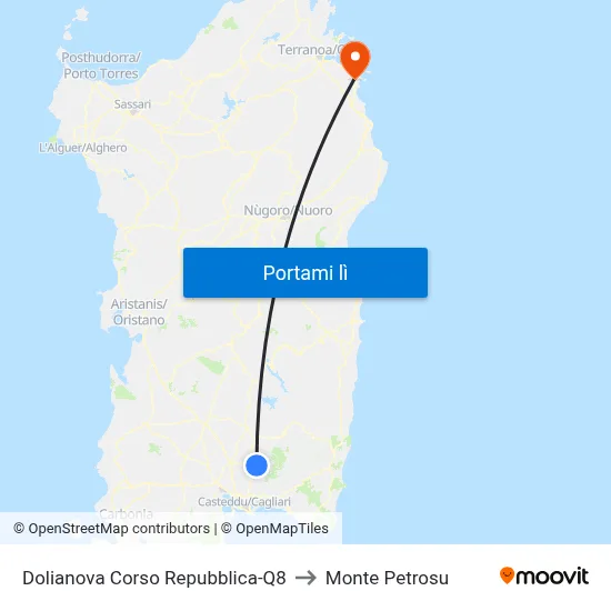 Dolianova Corso Repubblica-Q8 to Monte Petrosu map