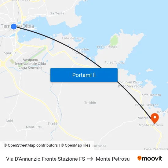 Via D'Annunzio Fronte Stazione FS to Monte Petrosu map