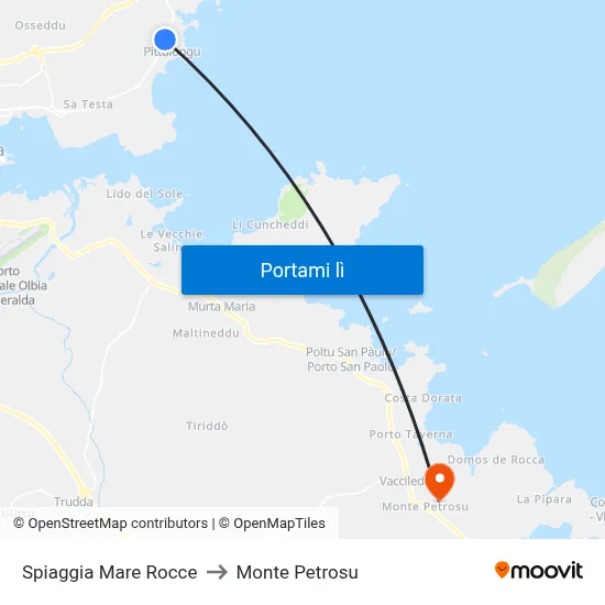 Spiaggia Mare Rocce to Monte Petrosu map