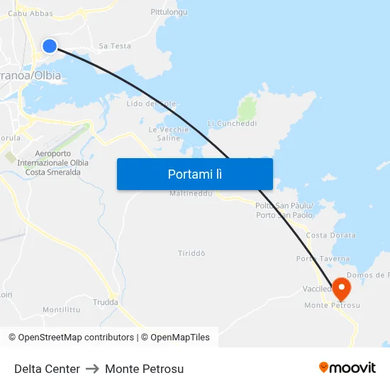 Delta Center to Monte Petrosu map
