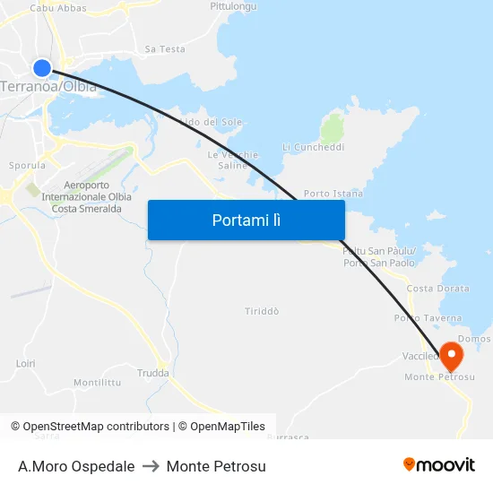 A.Moro Ospedale to Monte Petrosu map