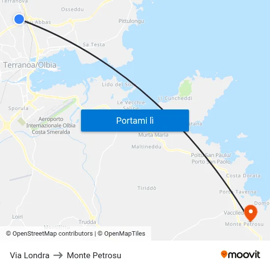Via Londra to Monte Petrosu map
