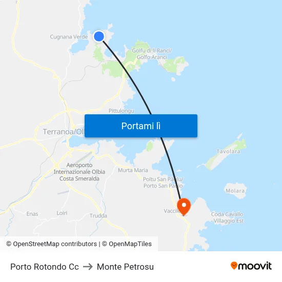 Porto Rotondo Cc to Monte Petrosu map
