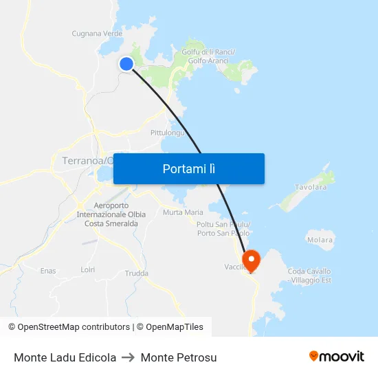 Monte Ladu Edicola to Monte Petrosu map