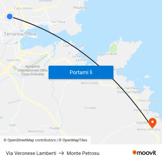 Via Veronese Lamberti to Monte Petrosu map