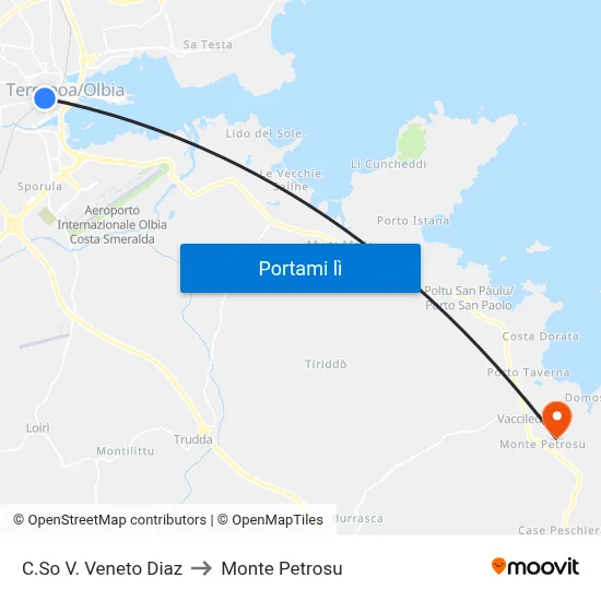 C.So V. Veneto Diaz to Monte Petrosu map