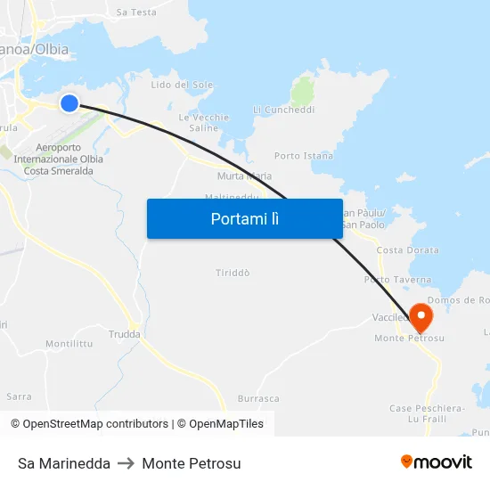 Sa Marinedda to Monte Petrosu map