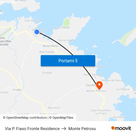 Via P. Fiaso Fronte Residence to Monte Petrosu map