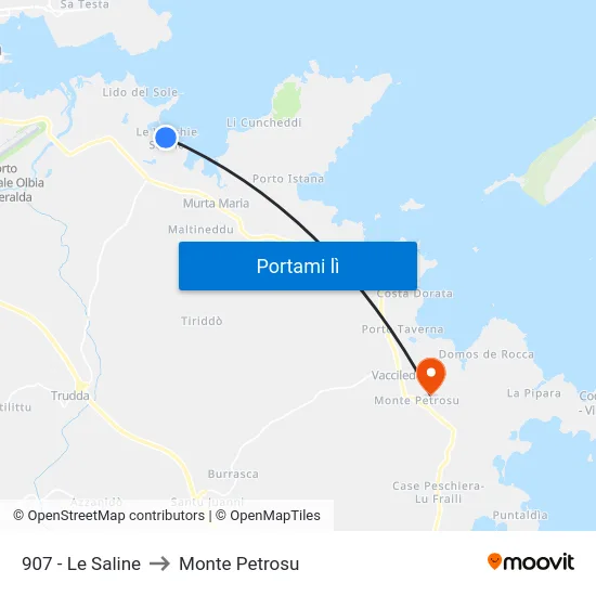 Le Saline to Monte Petrosu map