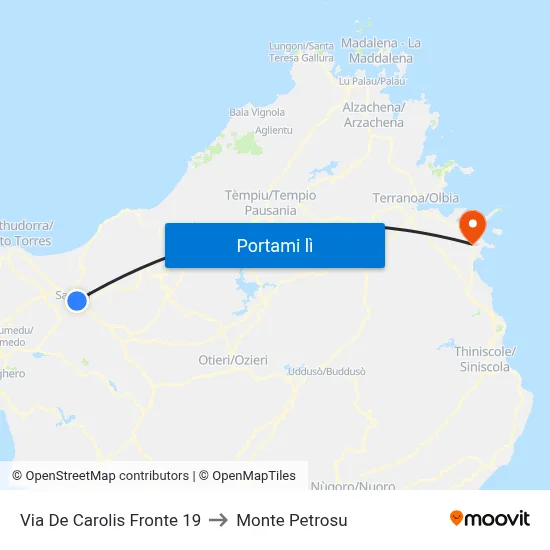 Via De Carolis Fronte 19 to Monte Petrosu map