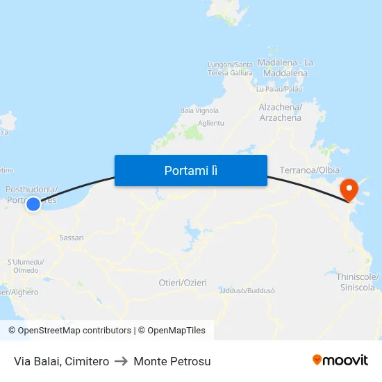 Via Balai, Cimitero to Monte Petrosu map