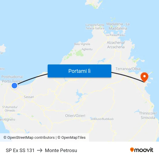 SP Ex SS 131 to Monte Petrosu map