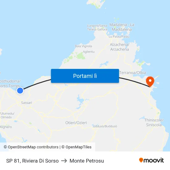 SP 81, Riviera Di Sorso to Monte Petrosu map