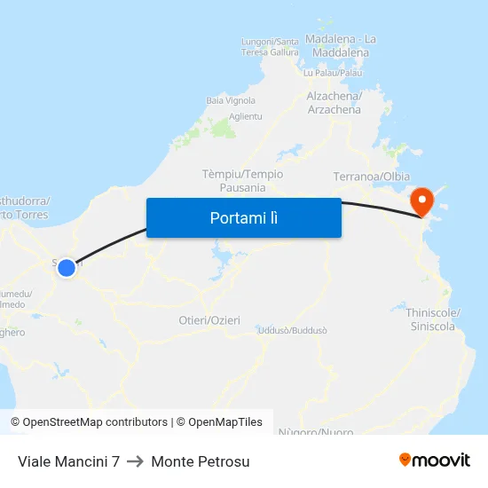 Viale Mancini 7 to Monte Petrosu map