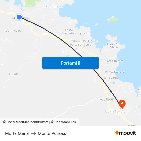 Murta Maria to Monte Petrosu map