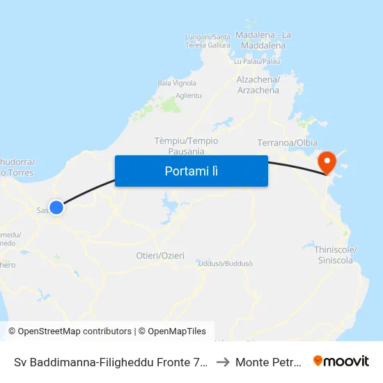 Sv Baddimanna-Filigheddu Fronte 73/89 to Monte Petrosu map