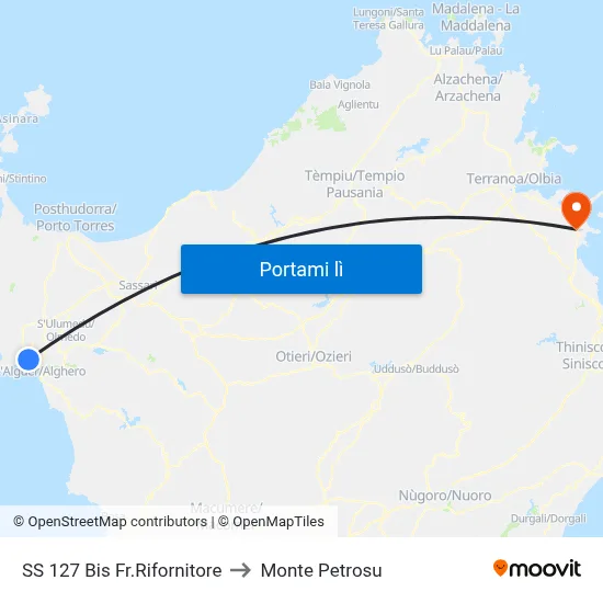 SS 127 Bis Fr.Rifornitore to Monte Petrosu map