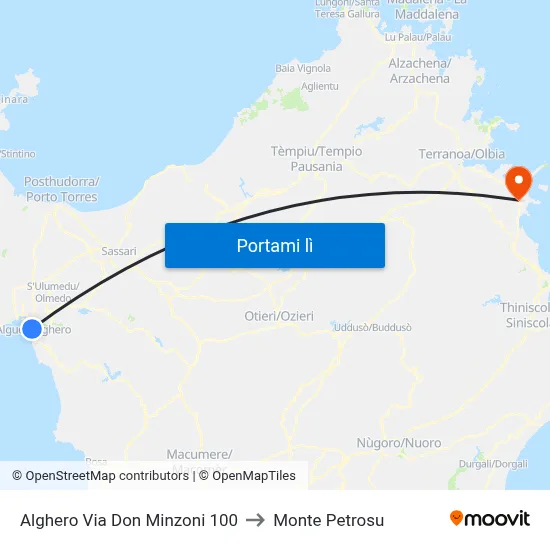 Alghero Via Don Minzoni 100 to Monte Petrosu map