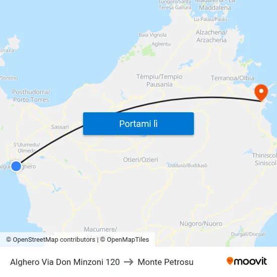 Alghero Via Don Minzoni 120 to Monte Petrosu map