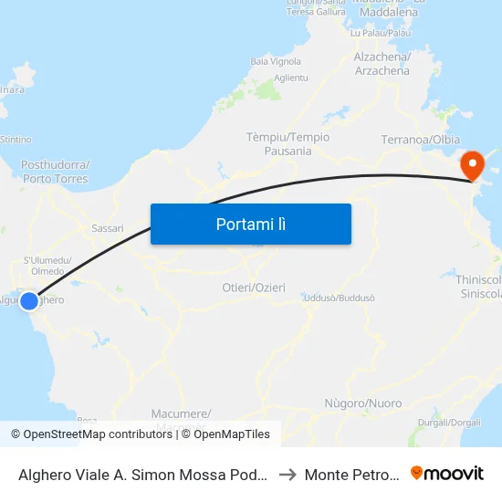 Alghero Viale A. Simon Mossa Podere to Monte Petrosu map
