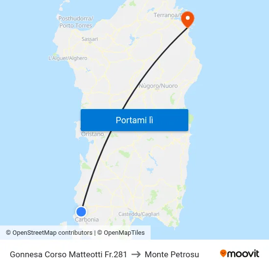 Gonnesa Corso Matteotti Fr.281 to Monte Petrosu map