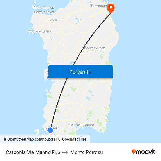 Carbonia Via Manno Fr.6 to Monte Petrosu map