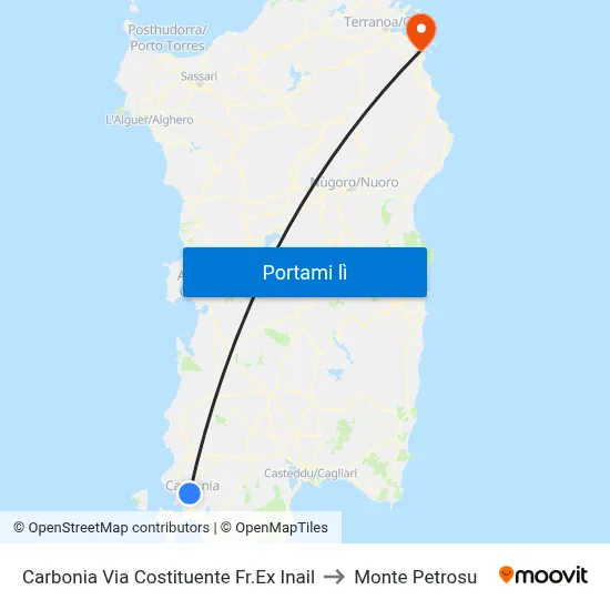 Carbonia Via Costituente Fr.Ex Inail to Monte Petrosu map