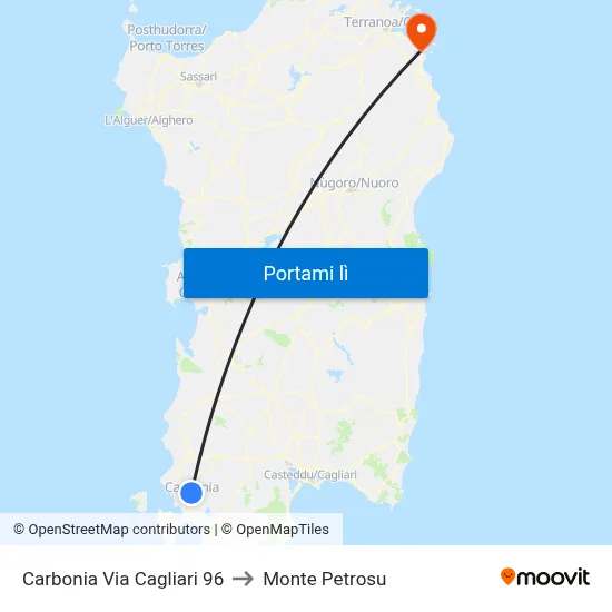 Carbonia Via Cagliari 96 to Monte Petrosu map