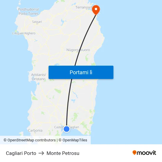 Cagliari Porto to Monte Petrosu map