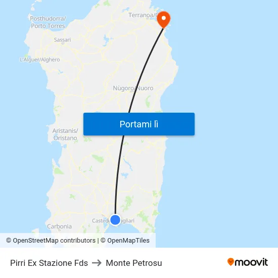 Pirri Ex Stazione Fds to Monte Petrosu map
