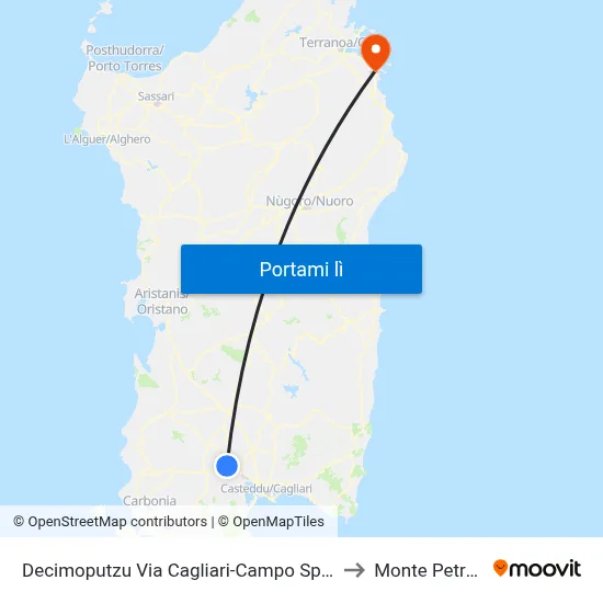Decimoputzu Via Cagliari-Campo Sportivo to Monte Petrosu map