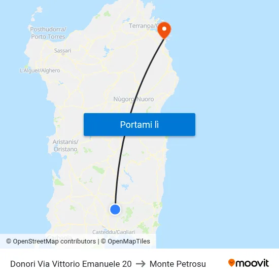 Donori Via Vittorio Emanuele 20 to Monte Petrosu map