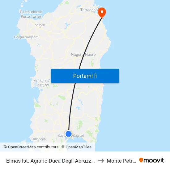 Elmas Ist. Agrario Duca Degli Abruzzi-Cortile to Monte Petrosu map