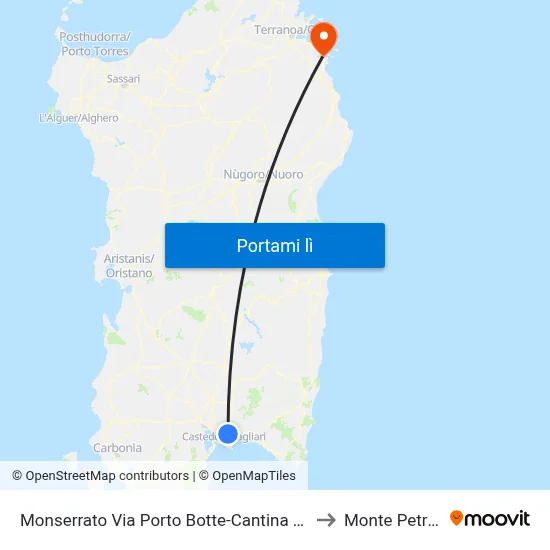 Monserrato Via Porto Botte-Cantina Sociale to Monte Petrosu map