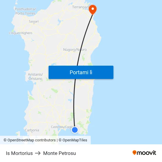 Is Mortorius to Monte Petrosu map