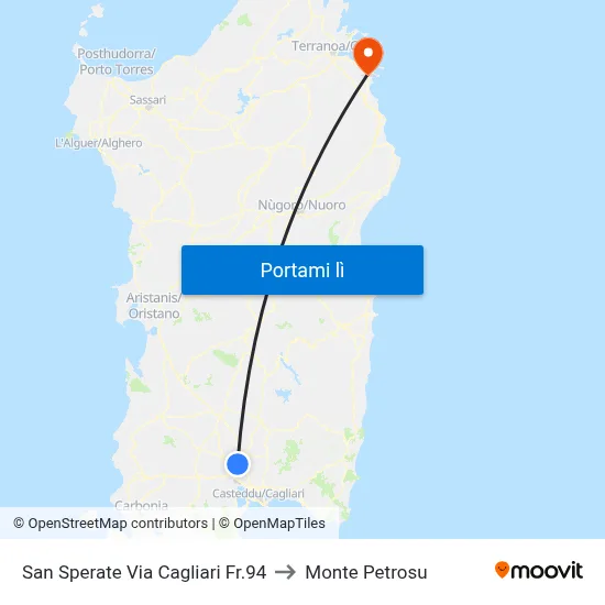 San Sperate Via Cagliari Fr.94 to Monte Petrosu map