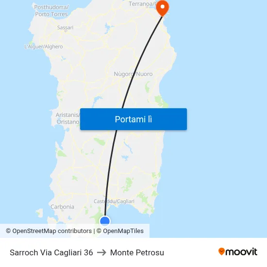 Sarroch Via Cagliari 36 to Monte Petrosu map