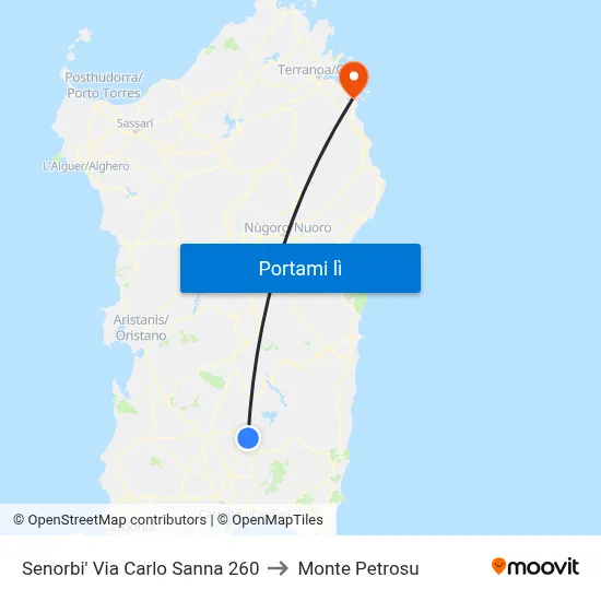 Senorbi' Via Carlo Sanna 260 to Monte Petrosu map