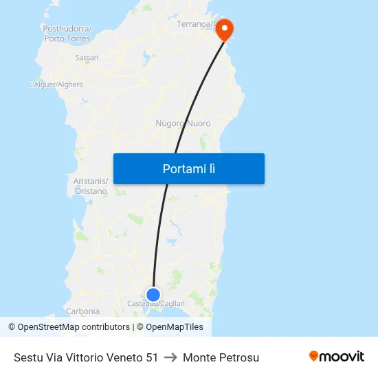 Sestu Via Vittorio Veneto 51 to Monte Petrosu map