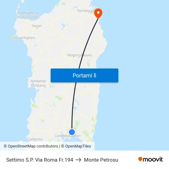 Settimo S.P. Via Roma Fr.194 to Monte Petrosu map