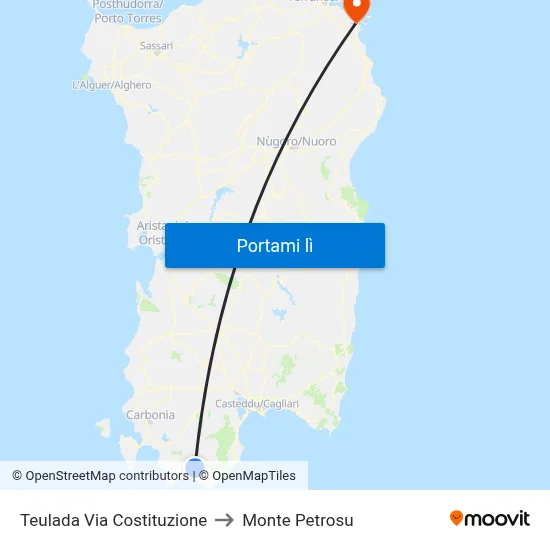 Teulada Via Costituzione to Monte Petrosu map