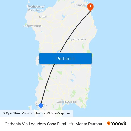 Carbonia Via Logudoro-Case Eural. to Monte Petrosu map