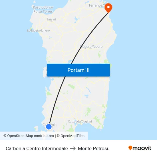 Carbonia Centro Intermodale to Monte Petrosu map