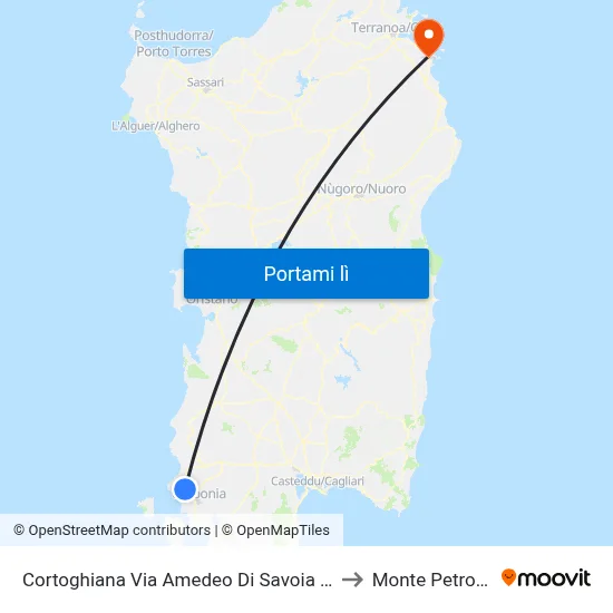 Cortoghiana Via Amedeo Di Savoia 29 to Monte Petrosu map