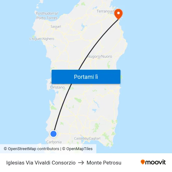 Iglesias Via Vivaldi Consorzio to Monte Petrosu map