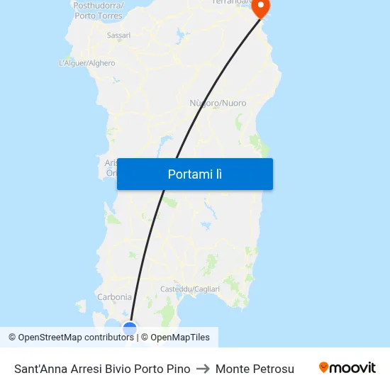 Sant'Anna Arresi Bivio Porto Pino to Monte Petrosu map