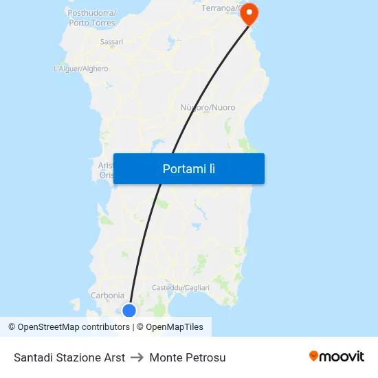 Santadi Stazione Arst to Monte Petrosu map
